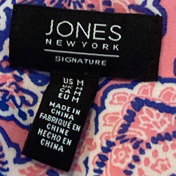 Jones New York Pink and White Paisley Blouse Top with Bell Sleeves size M - Picture 5 of 7